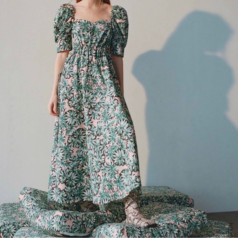Zara Floral Print Midi Dress with side cutouts